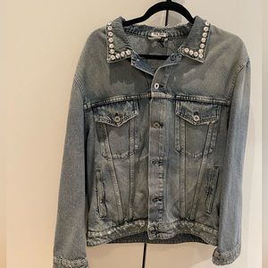 Miu miu crystal denim jacket. Used 1 time. Like new